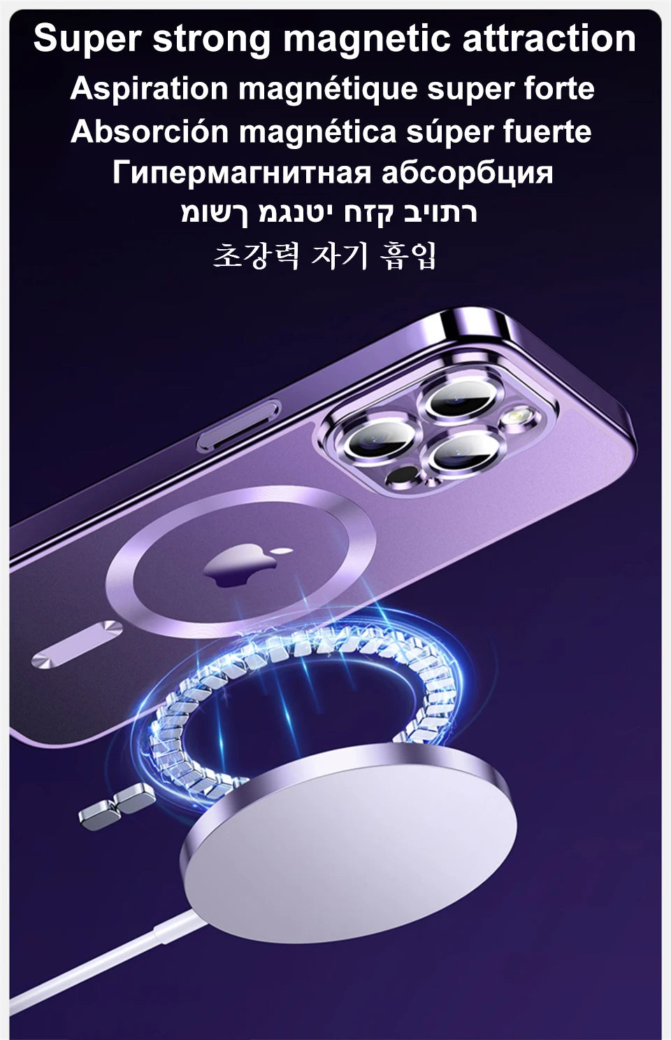 Magnetic Plating Case For iPhone 15 16 14 17 13 12 11 Pro Max Air Camera Lens Protector Glass For Magsafe Wireless Charger Cover