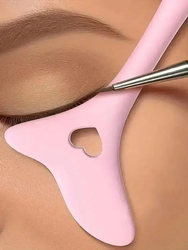 1pc Pink Silicone Makeup Stencil Tool  Multi-Functional Eyeliner Lipstick Guide  Heart-Shaped Winged Eyeliner Template  Eas
