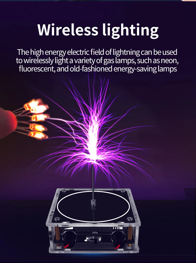 Music Tesla Coil Bluetooth/AUX Dual Mode Music Box Artificial Lightning Touchable Audio Input Bluetooth Science Experiments ﻿