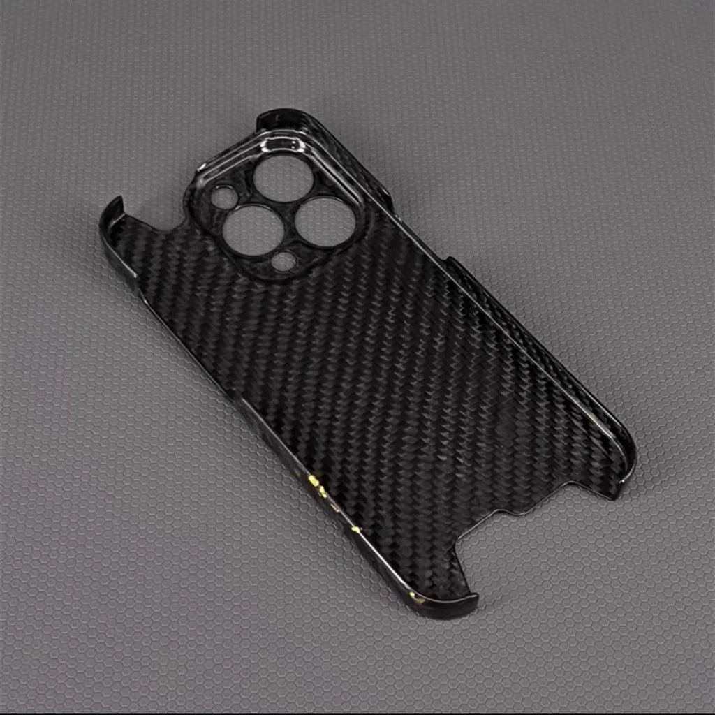 Glossy Forged Ultra Thin Genuine Pure Carbon Fiber Cover For iPhone 15 14 16 Pro Max Glitter Bling Irregular Shockproof Case