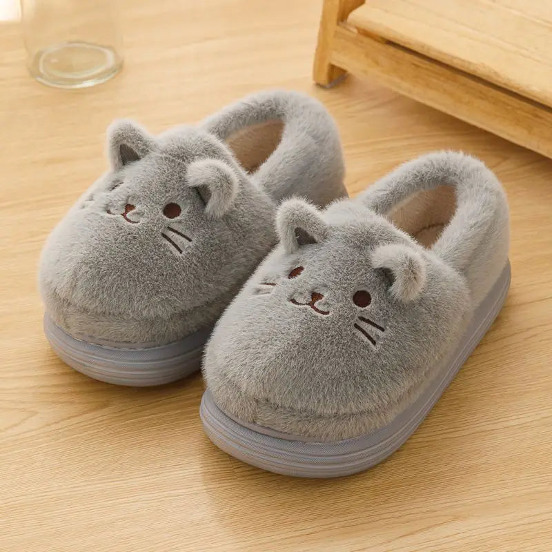 Cuddly Hug Cat Slippers Women Winter Home Fur Slides Kawaii Floor Shoes Furry Slippers Girl Kitty Mules Funny Cute Gift Slippers