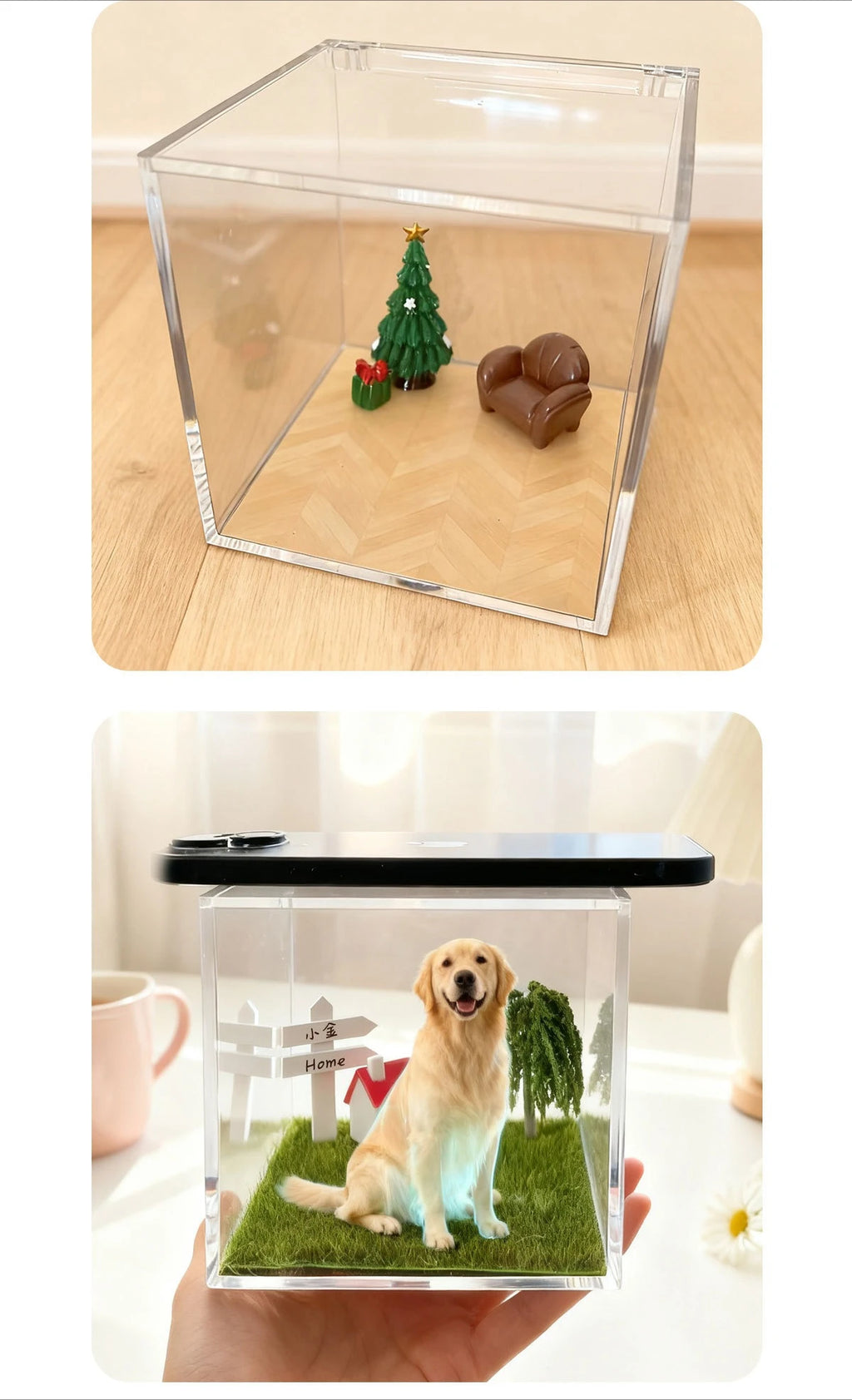 Pet Holographic Digital House, Memorial Decorative Item, Transparent Interactive Display Box High-Transparency Material Creative