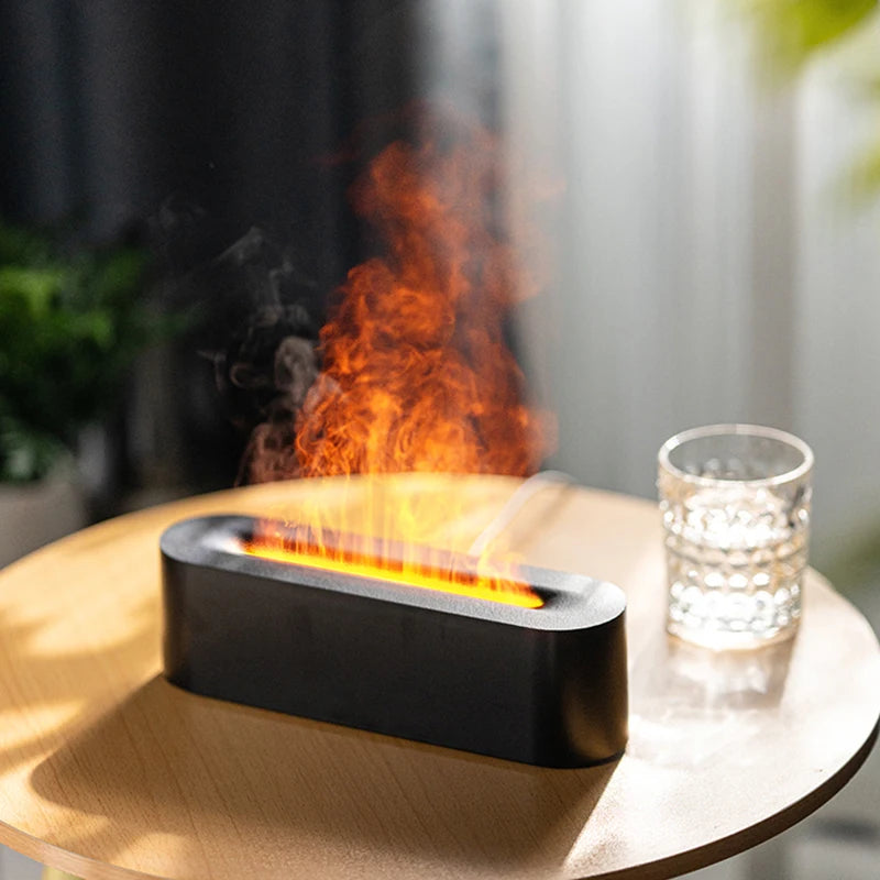 KINSCOTER Realistic Colorful Flame Aromatherapy Diffuser Aroma Essential Oil 150ml USB Air Humidifie Purifier Air Freshener