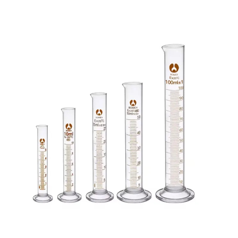 1PCS Lab Measuring Cylinder Set 5ml 10ml 25ml 50ml 100ml 200ml 500ml, Thick Glass Graduated Cylinder Kit for Laboratory Supplies