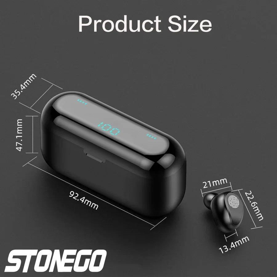 Wireless Bluetooth TWS Earphones Sport Waterproof HiFi Noise Cancelling Deep Bass Sound Dual Charging Box