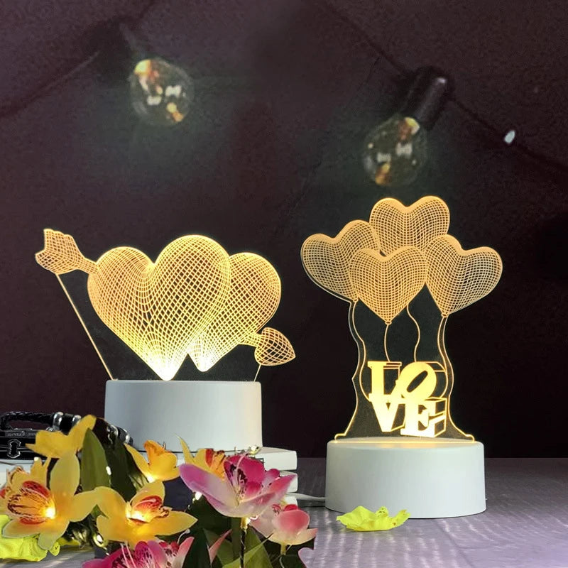3D Acrylic LED Night Light USB Powered Bedroom Bedside Decor Night Lamp Birthday Kid Gifts Table Ornaments Novelty Lighting