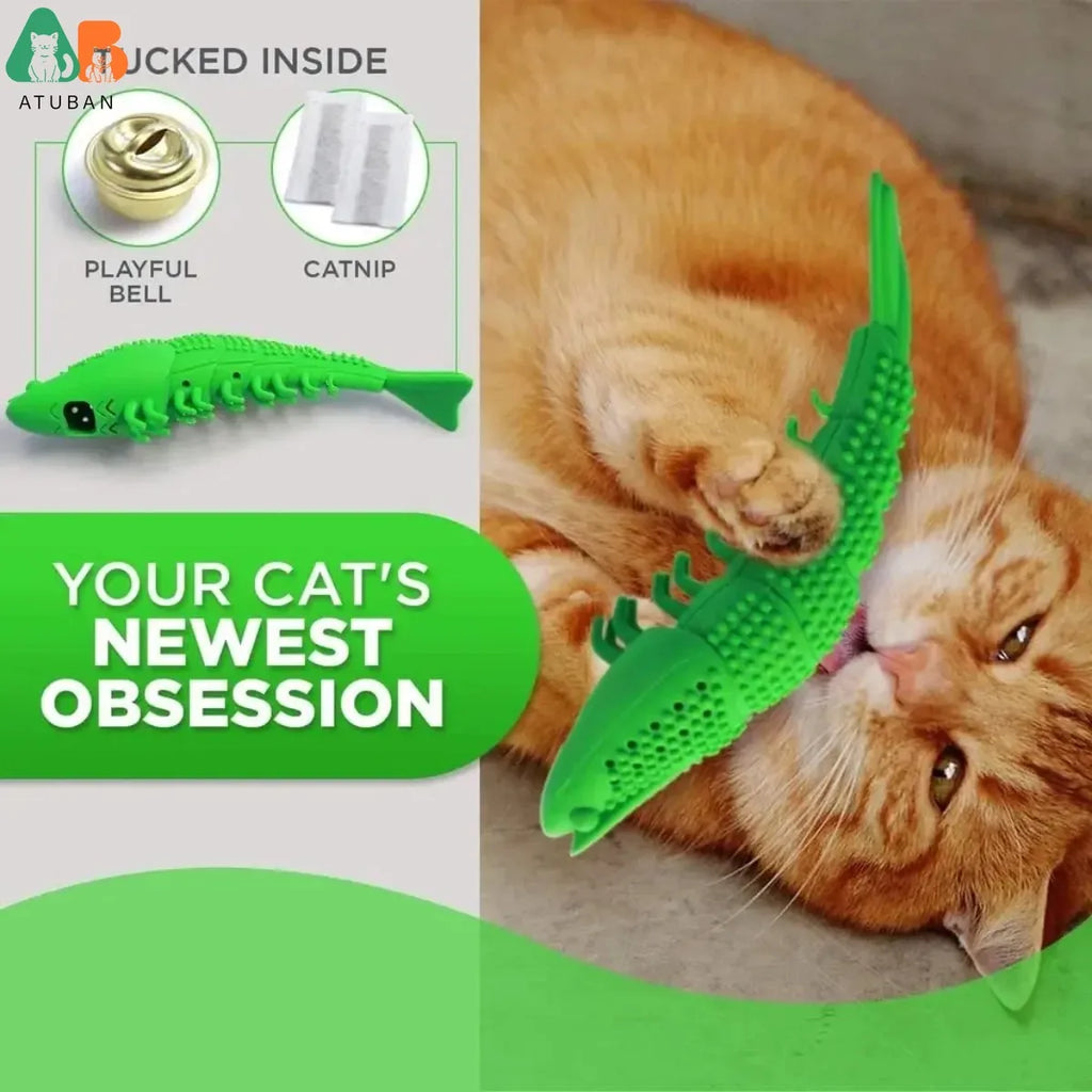 ATUBAN Cat Toothbrush Toy-Durable Hard Rubber - Cat Dental Care, Cat Interactive Toothbrush Chew Toy cat treat toy