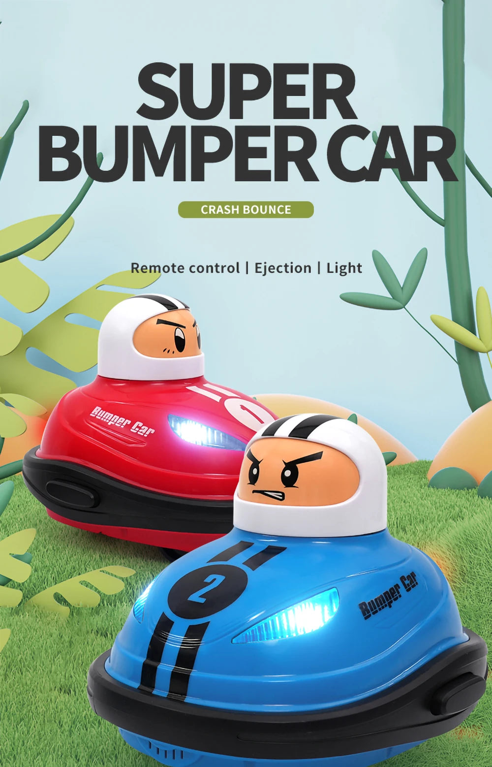 2025 RC Super Battle Bumper Car 2.4G Pop-up Doll Crash Bounce Ejection Light Children's Remote Control Toys Gift for Parenting