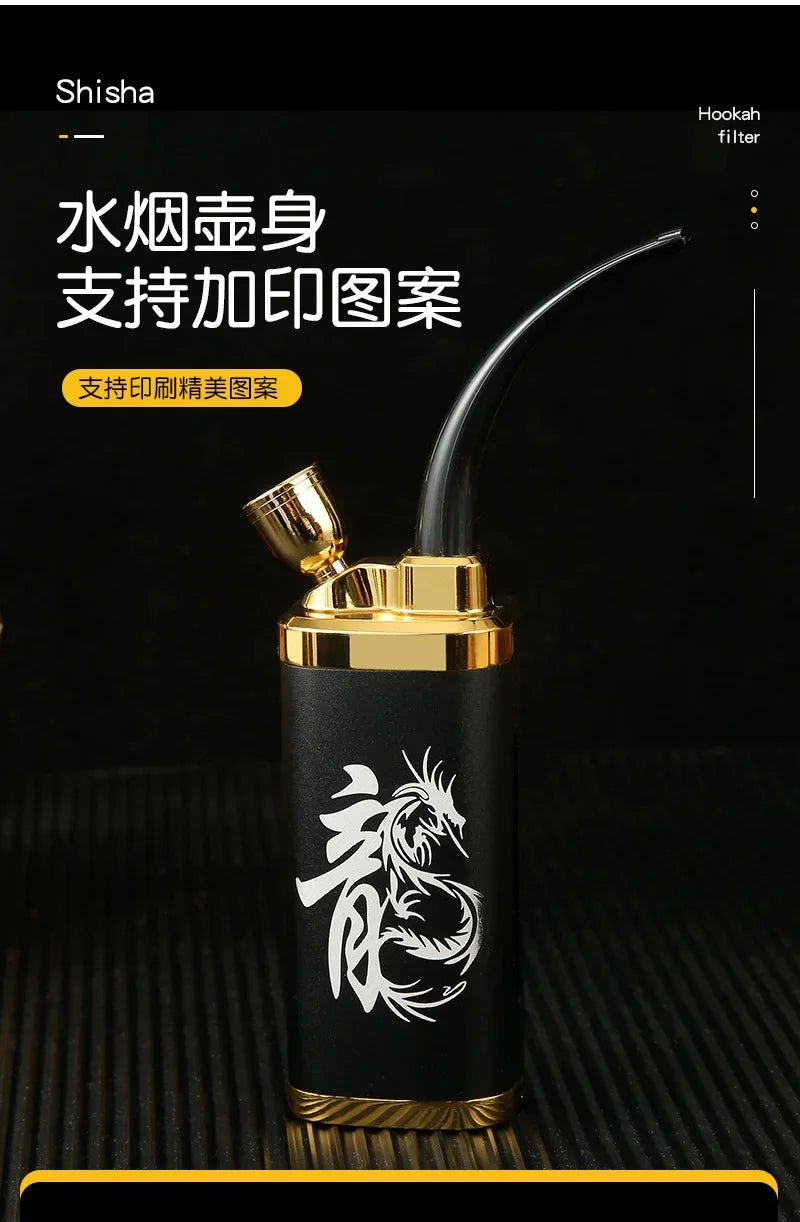 2026 New Hookah Bottle Personalized Engraving Pattern Portable Gift for Men's Thick Medium and Thin Tobacco 4 Water Bucket Pot