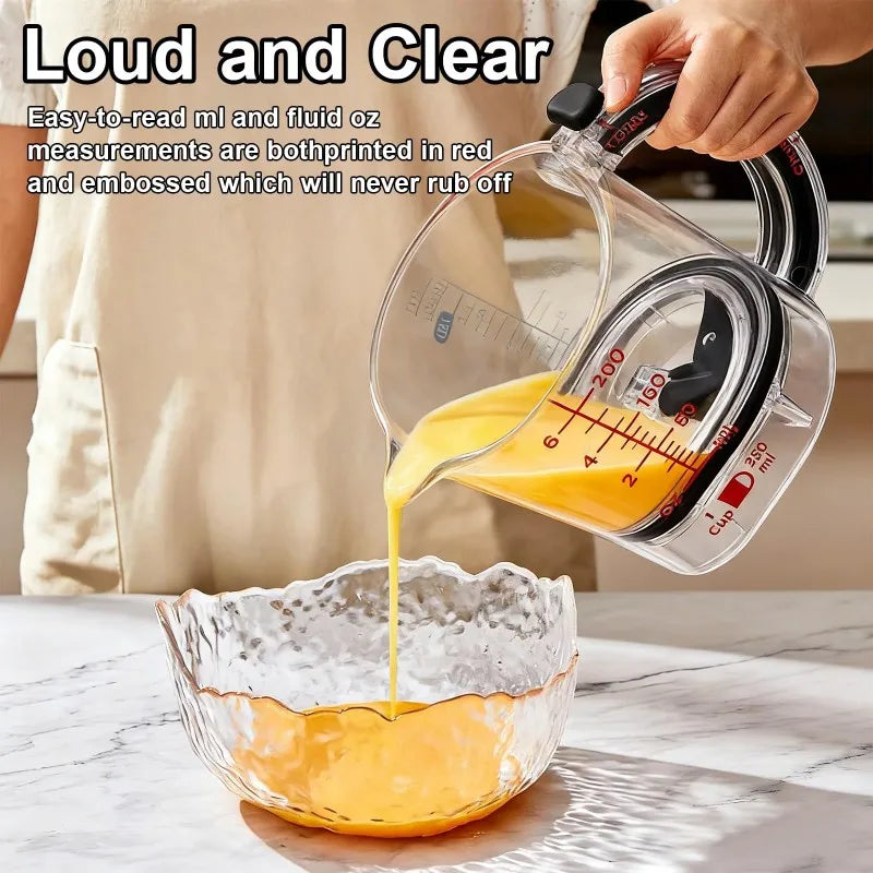Adjustable Measuring Cup Multi-Functional Measuring Cup with Scraper-Style Seal Base Measurings Cube Cups for Cooking Kitchen