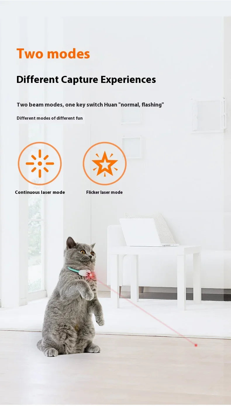 Rechargeable Cat Collar Laser Toy with Red Light, Interactive Cat Laser Toy for Bored Indoor Cats, Electric Laser Collar Toy