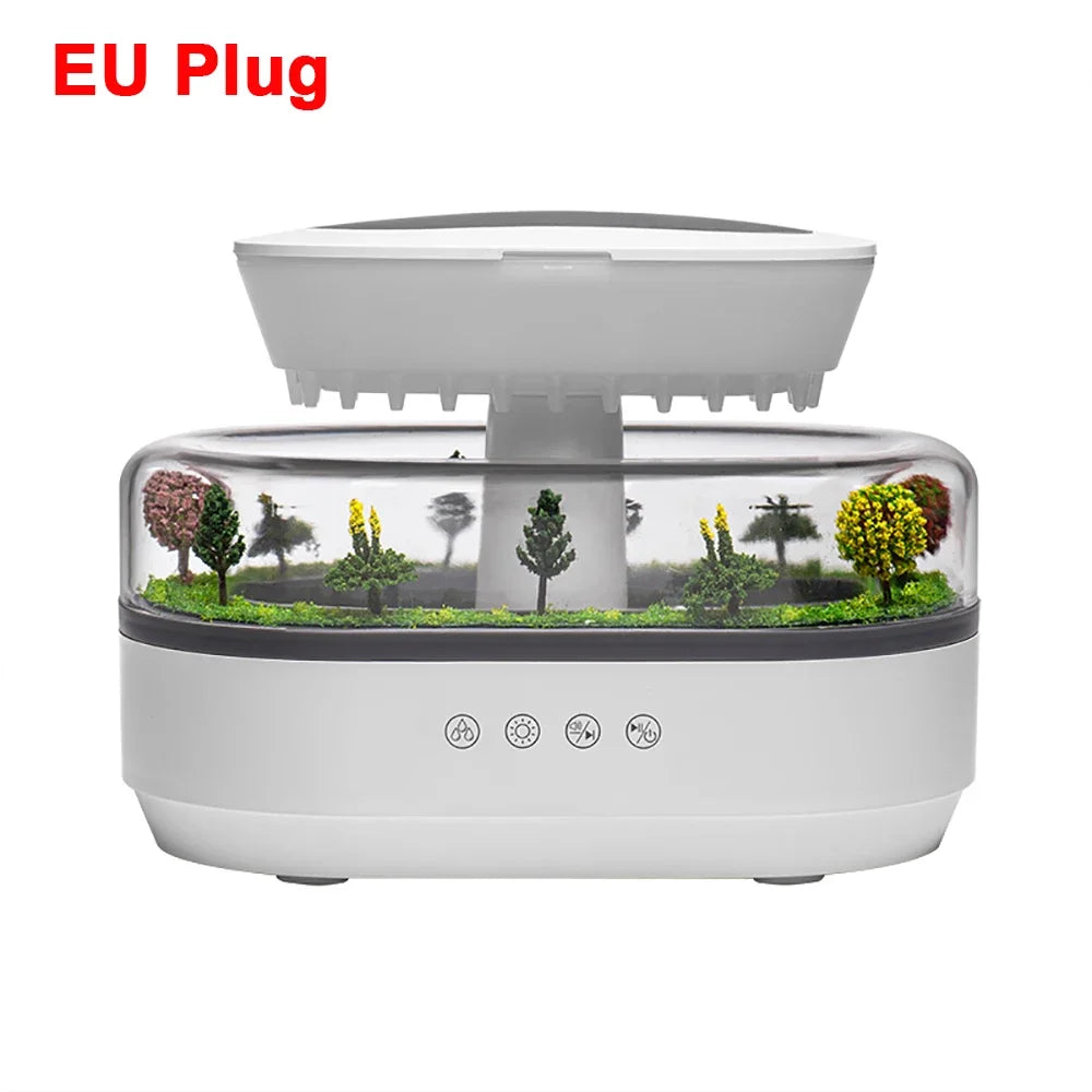 New Raindrop Air Humidifier Aroma Humidifier Colorful Atmosphere Light White Noise Music Essemtial Home Oil Fragrance Diffuser