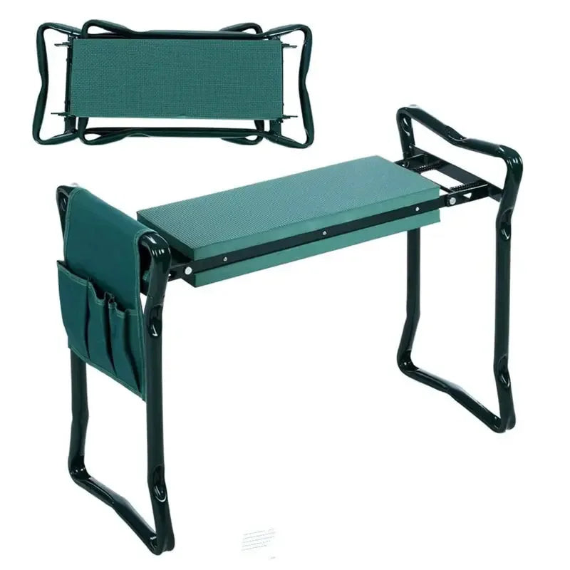 Garden Kneeling Stool with Tool Pouch 2-in-1 Portable Seat Knee Pad Outdoor Gardening Chair with Pockets
