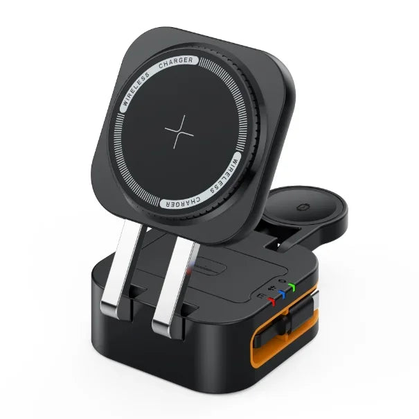 Magnetic 3 in 1 Wireless Charger Station With Extension Cords for iPhone 17 16 15 14 13 12 iWatch 11-2 Airpods Pro Fast Charging