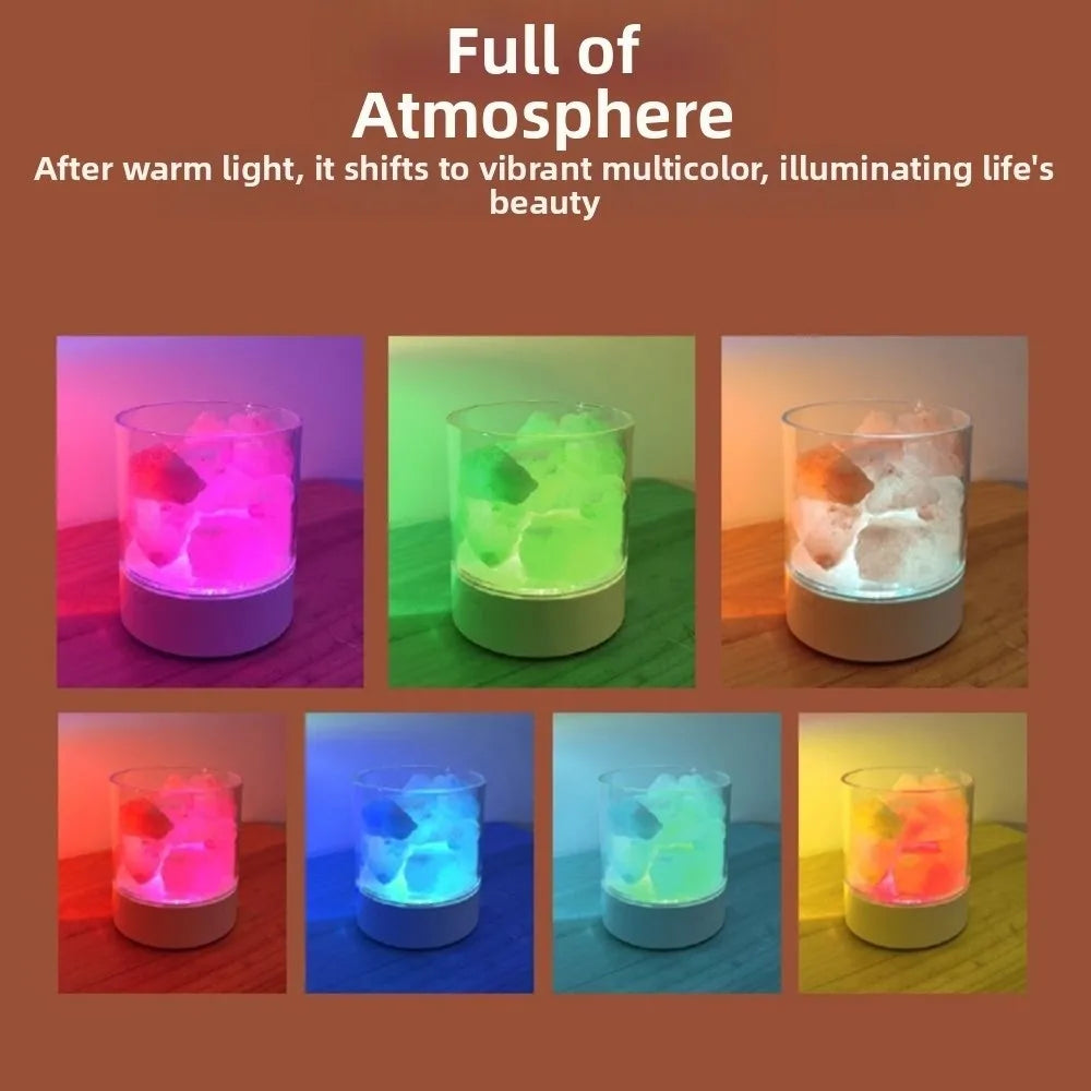 Natural Crystal Salt Lamp USB Powered Eye Protection Table Lava Lamp 7 Color Lights LED Table Light Home Decor