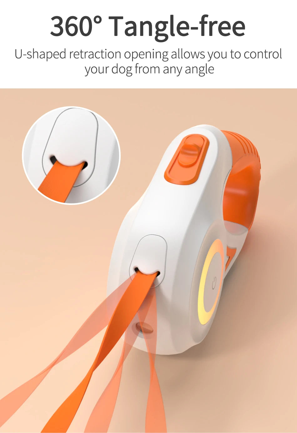 ROJECO 5M Retractable Dog Leash Automatic LED Light Luminous Roulette Leash Rope For Dogs Adjustable Pets Dog Walk Running Leads