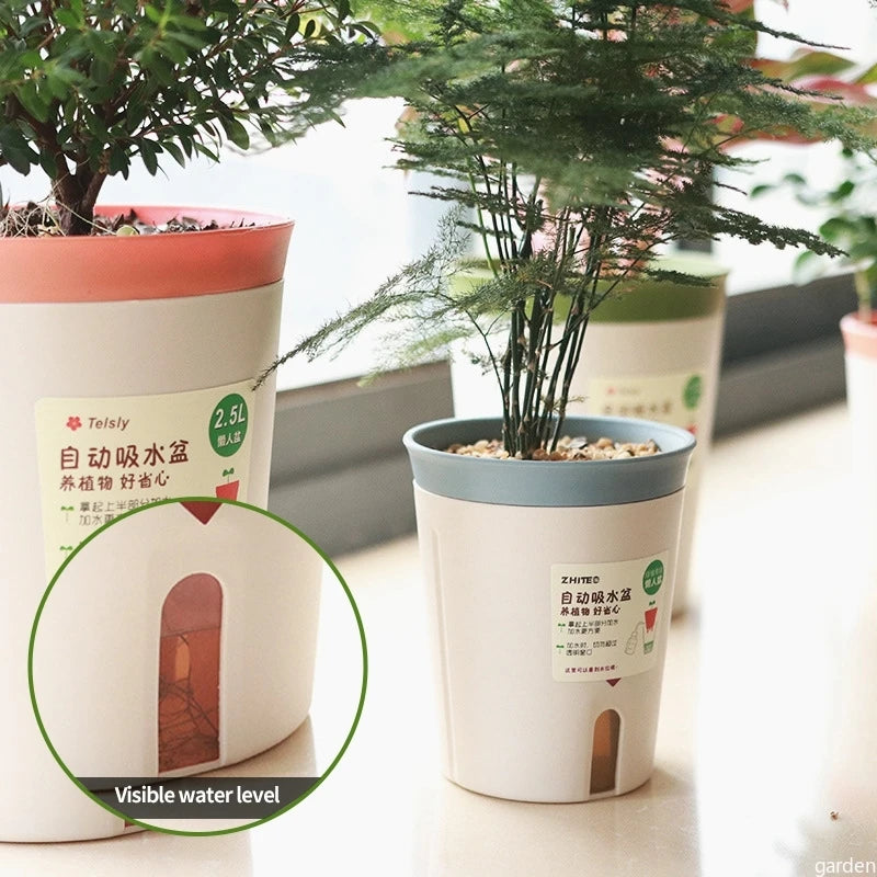 Double Layer Plant Pot Self Watering Pots for plants Hydroponics Flower Pot Plastic Lazy Automatic Water-Absorbing Plants Pot