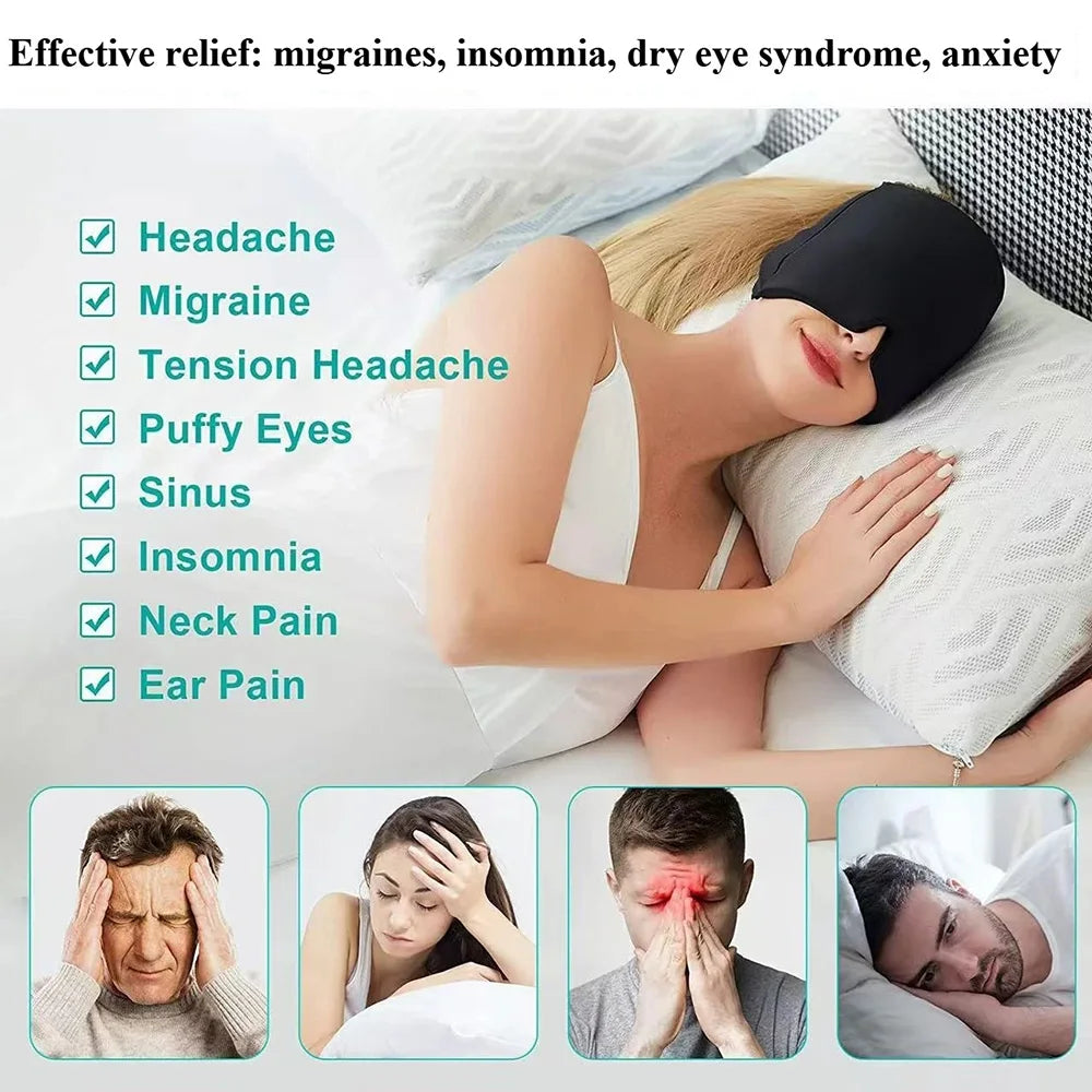 Gel Cold Compress Eye Mask Migraine Relief Cold Compress Therapy Cap Head Wrap Pack Eye Mask For Pressure Relieve Pain Ice Hat