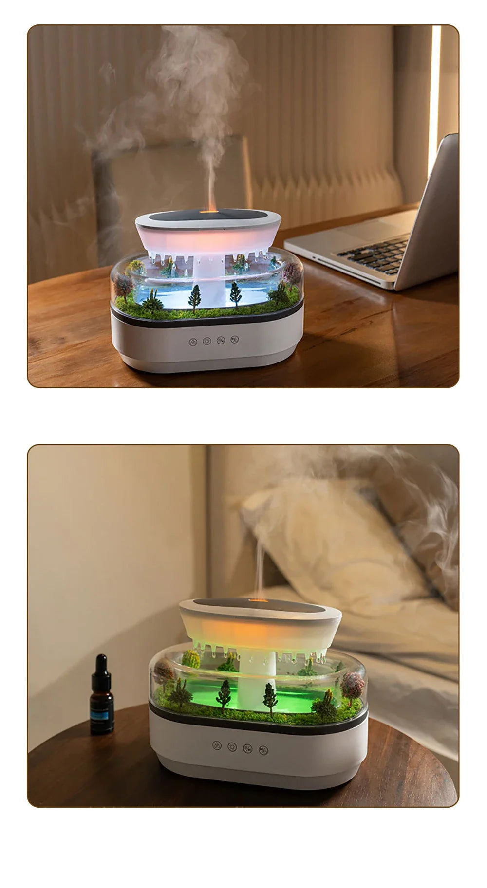 New Raindrop Air Humidifier Aroma Humidifier Colorful Atmosphere Light White Noise Music Essemtial Home Oil Fragrance Diffuser