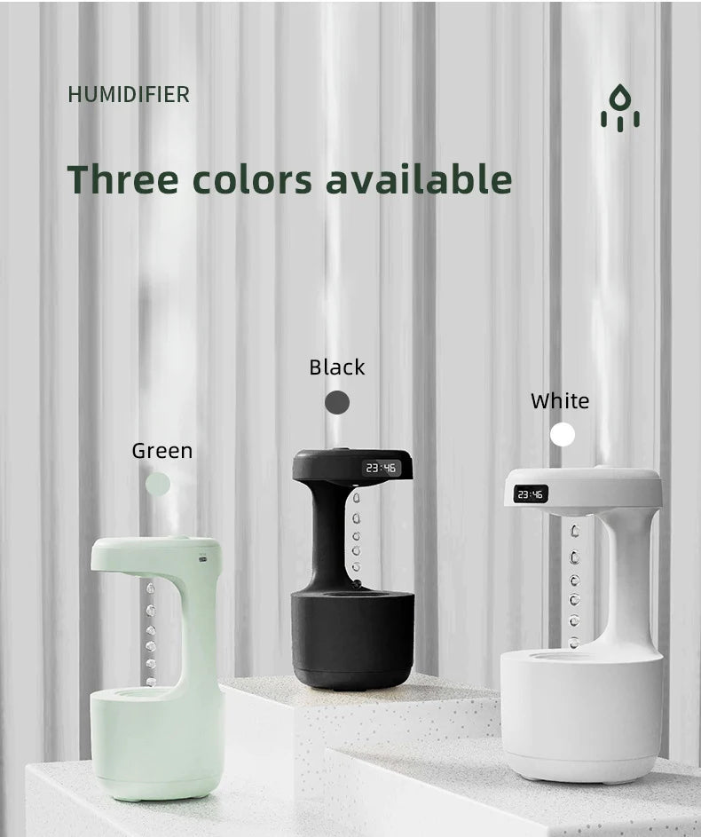 DIVEDEER Humidifier Home Office Desktop Water Replenishment Device Creative Backflow Anti gravity Water Drop Humidifier