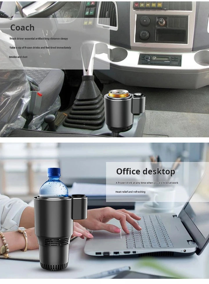 2 In 1 Car Cup Mug Holder DC 12V Warmer Smart Car Cup Car Heating Cooling Cup Touch Screen Office Cup Mug Holder for Home Travel