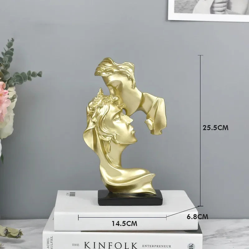 Accessories for home decoration silence is Gold statue for decoration statue of human face sculpture abstract African decoration