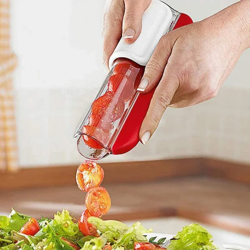 Non Stick Tomato Slicer Grape Cherry Cutter Manual Fruit Vegetable Dicer Rust Proof Blades Easy Clean Salad Prep Kitchen Gadget