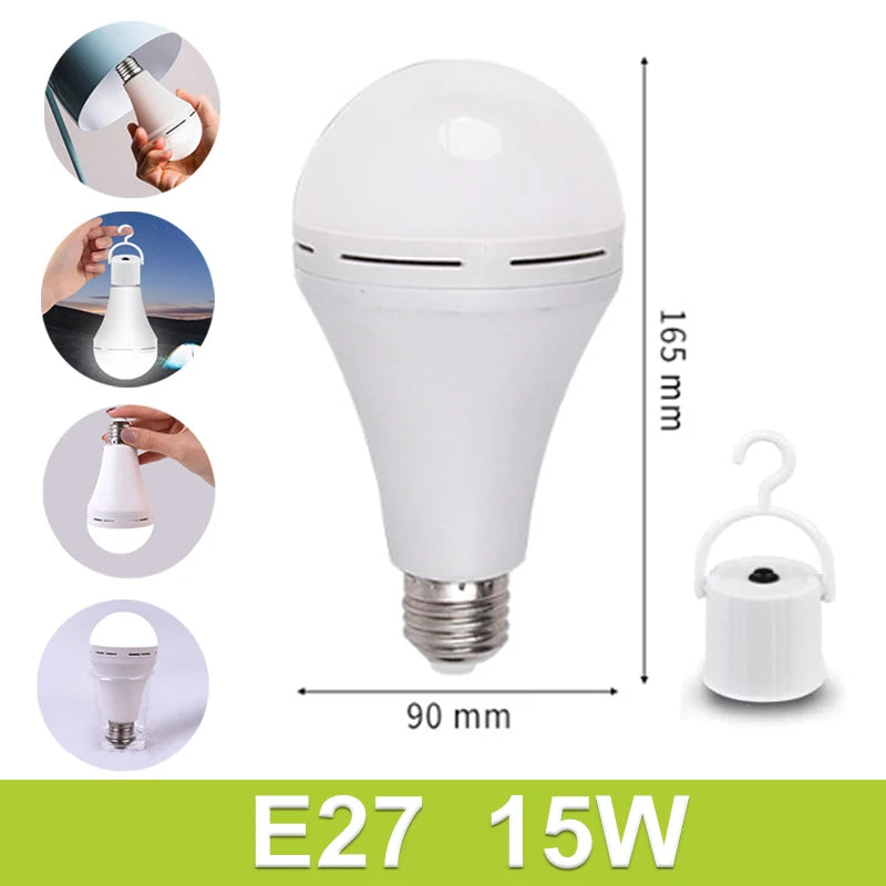 7W/9W/12W/15W Emergency Light Bulb LED Handheld Hanging Charging Energy-Saving Light Bulb Portable Household Tent Fishing Lamp