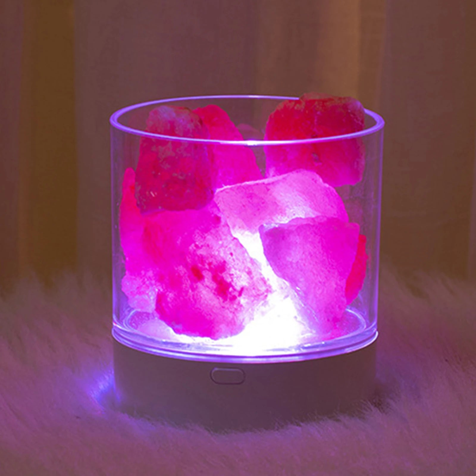 LED Rock Crystal Lamp Essential Oil Diffuser 7 Colors LED Crystal Salt Stone Night Light Home Office Bedroom Desktop Decoration