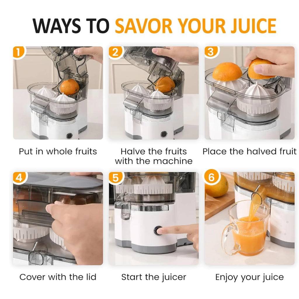 Portable Dual Head Electric Citrus Juicer Orange Lemon Kiwi Grapefruit Extractor - Efficient Fruit Juicing Machine