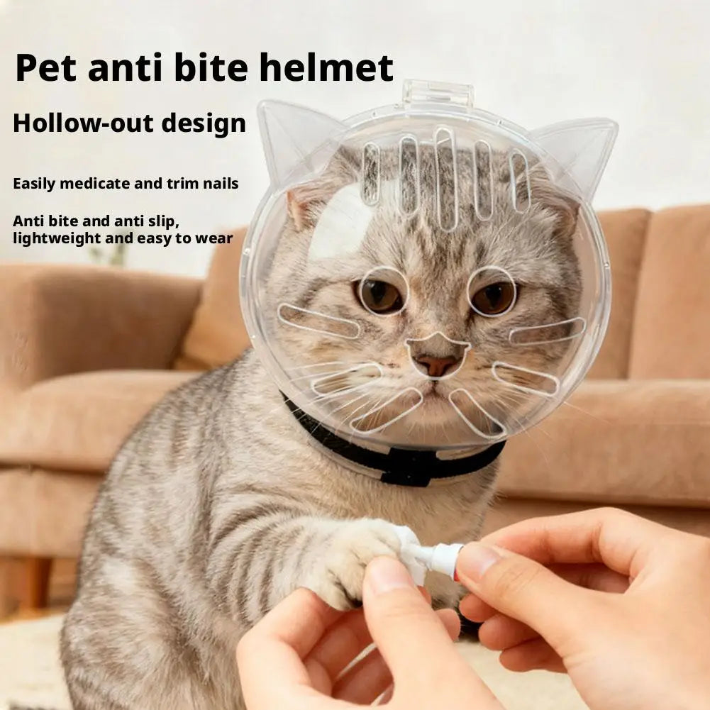 Cat Muzzle Anti-Bite Breathable Cat Grooming Supplies Grooming Mask Bath Grooming Anti-Licking Protective Space Hood