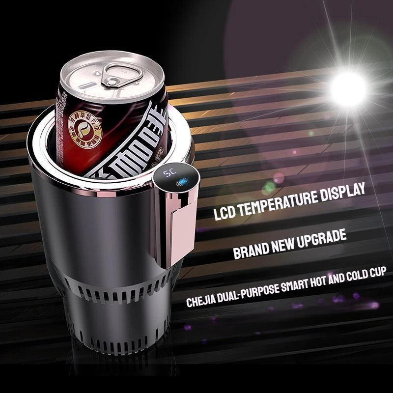 Smart Car 2-In-1 Hot and Cold Cup Drinks Holder Home Fast Refrigeration Cooling/Heating Mini Touch Screen Beverage Mug Drink Can