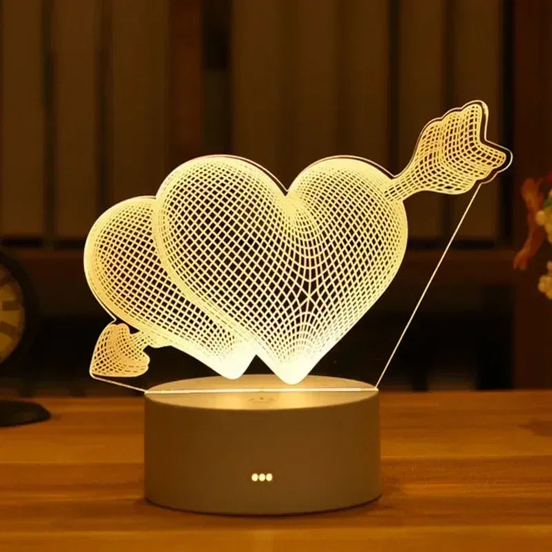 3D Acrylic LED Night Light USB Powered Bedroom Bedside Decor Night Lamp Birthday Kid Gifts Table Ornaments Novelty Lighting