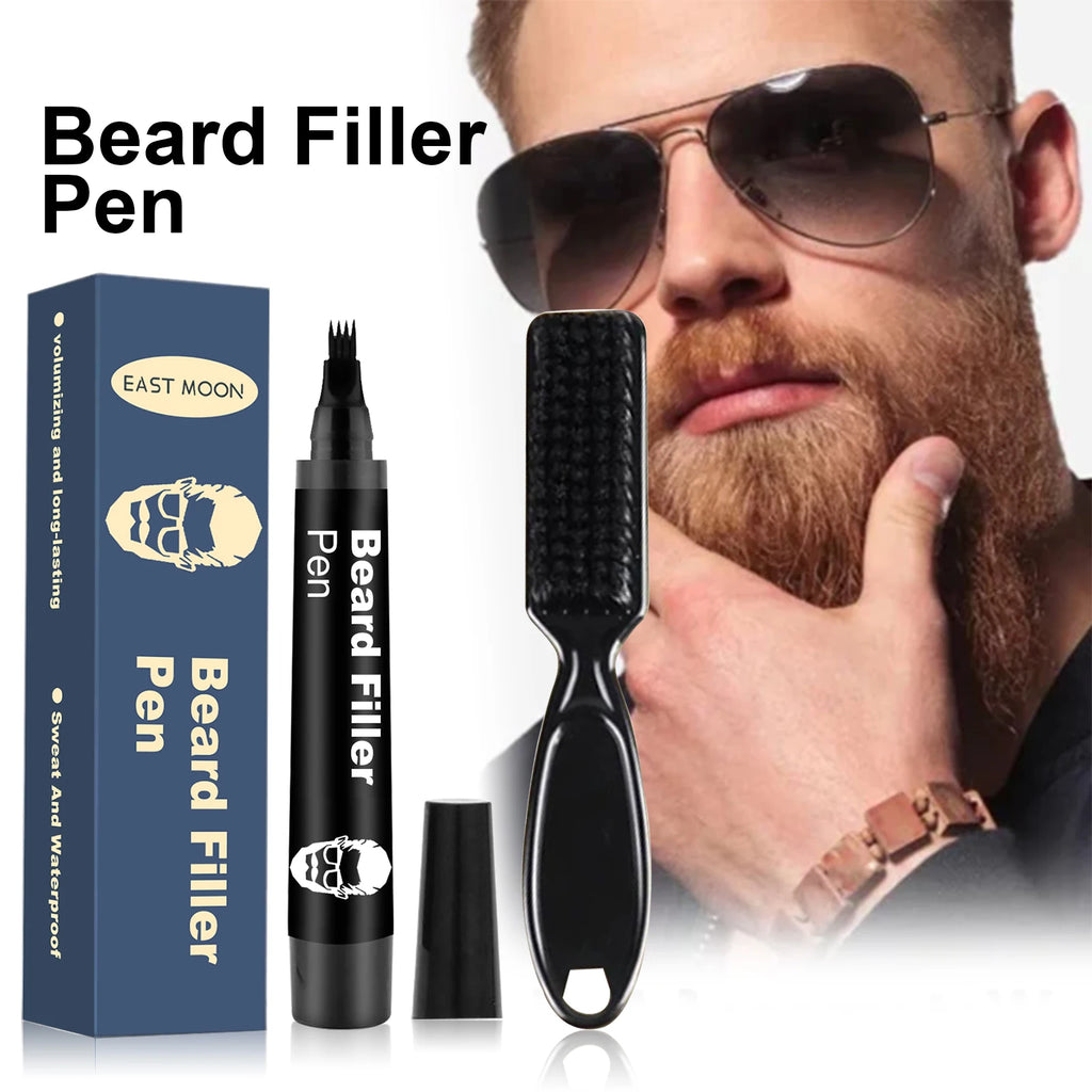 Beard Pen Filler Penci With Brush Kit Waterproof Long Lasting Repair Moustache Coloring Shaping Tools Hair Eyebrow Pencil