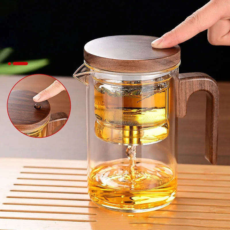 Fashion New Water Separation Inner Container Teapot One Click Magnetic Switch Tea Separation Filtration Glass Tea Pot