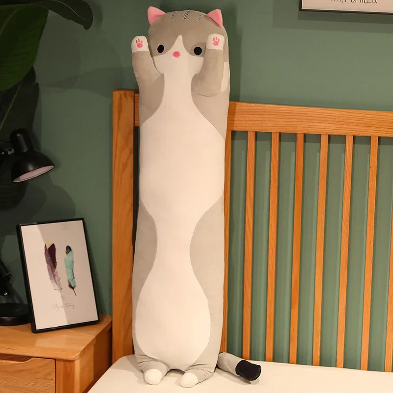 50cm Funny Joy Cute Soft Long Cat Plush Toys Pause Office Nap Pillow Bed Sleep Home Decor Doll for Kids Girl Gift