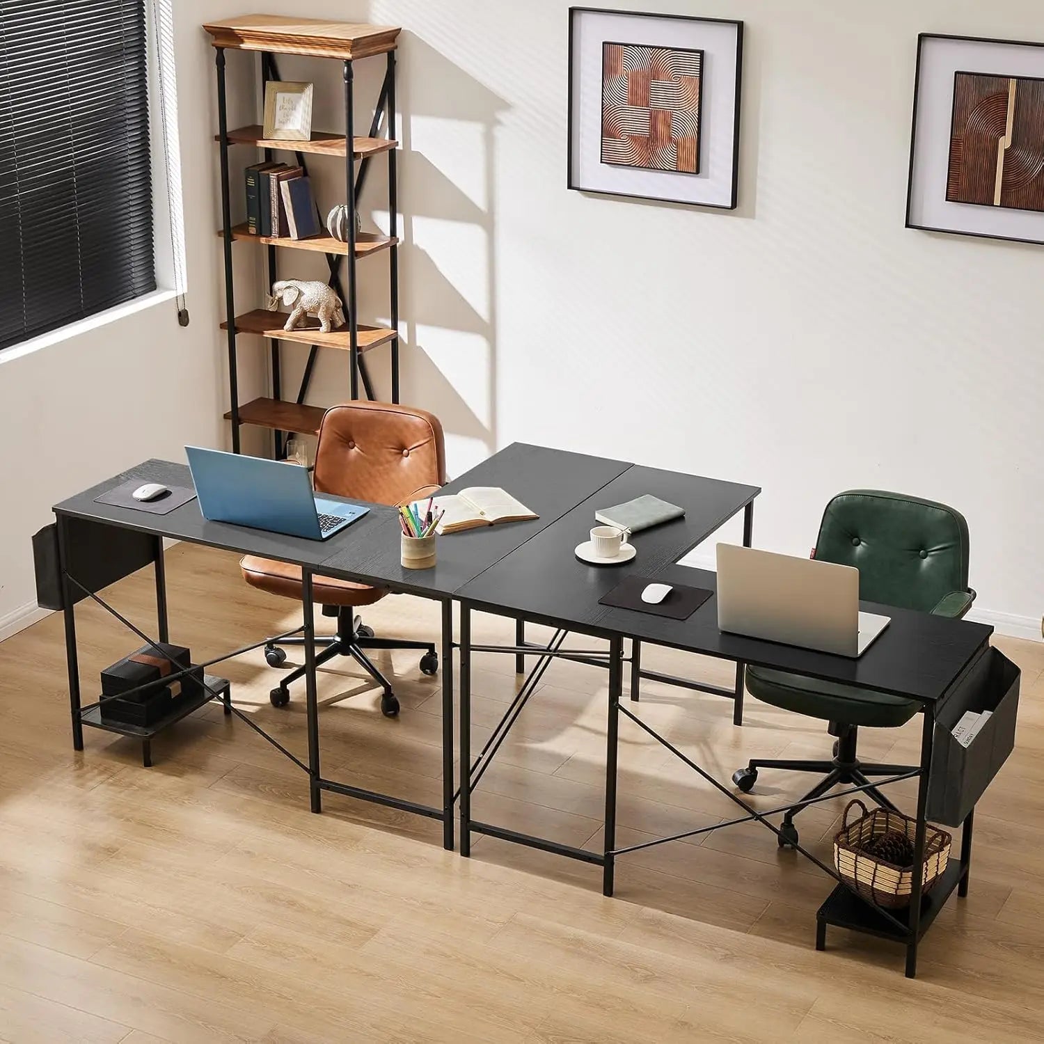 L-Shaped Gaming Desk with CPU Stand and Side Bag, Black, 50-Inch for Home Office Dorm