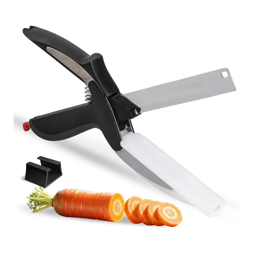 Food Cutter Scissor with Built-in Cutting Board for Vegetables Fruit Food Slicer Poultry Chopper Stainless Steel Kitchen Chopper