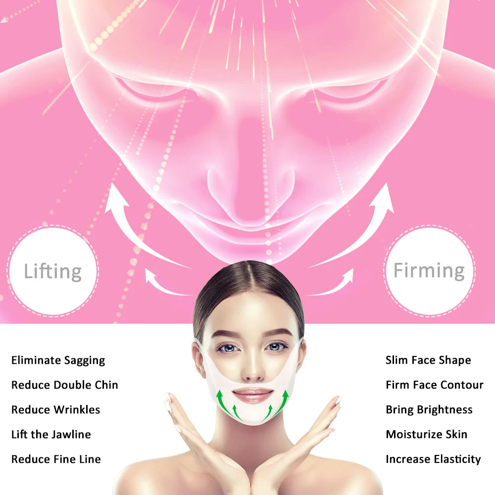4D V shape Lifting Face Mask Ear Hanging Chin Cheek Lift Facial Slimming Hydrogel Thin Face-Lifting Slimmer Mask Black Packaging