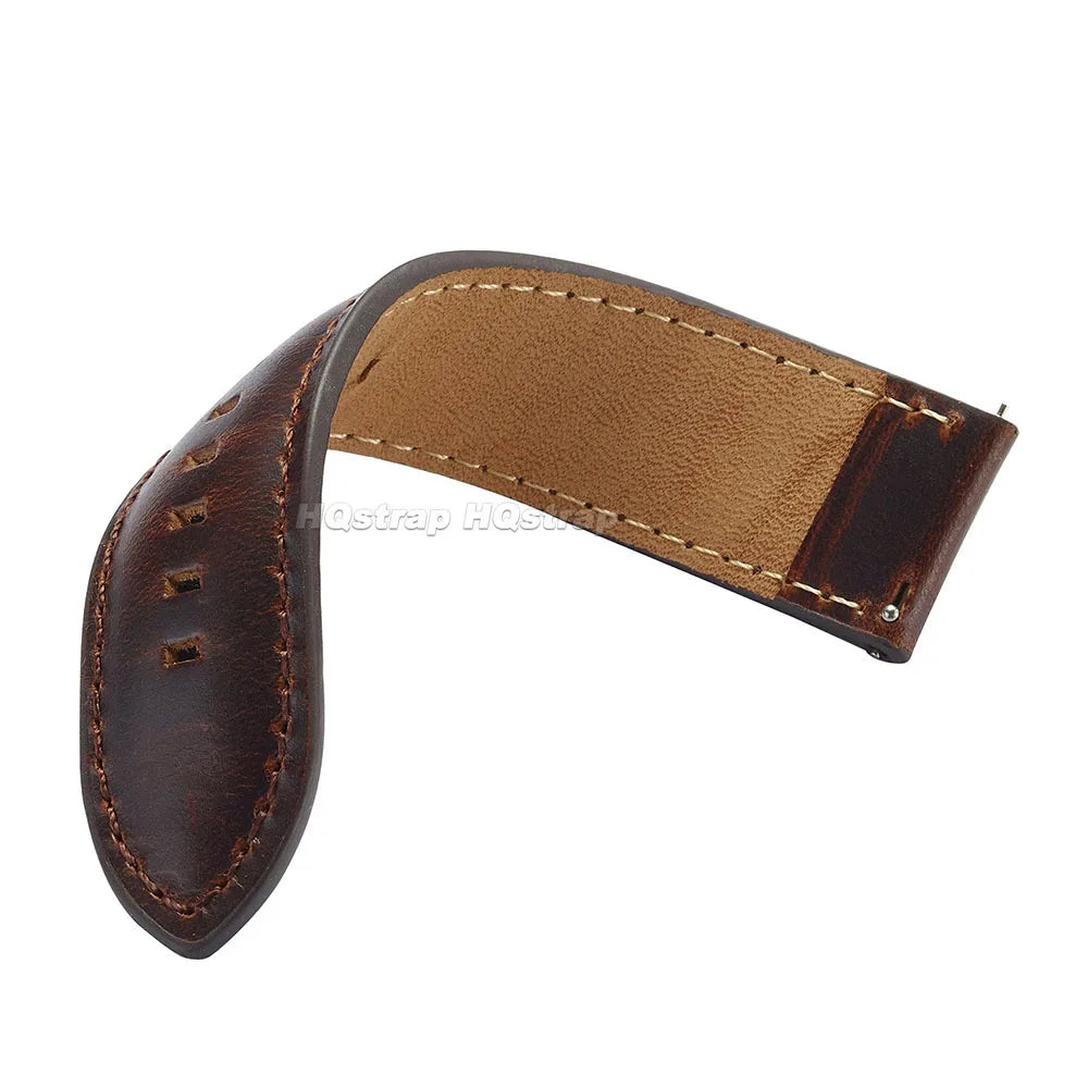 Retro Leather Watch Band 20mm 22mm 18mm 24mm 26mm for Seiko Smartwatch Bracelet Universal Wristband Quick Release Cowhide Strap
