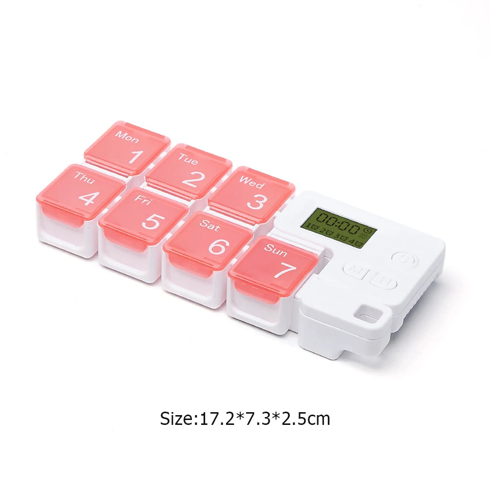 Smart 7-Day Pill Organizer Storage Case Box Weekly Pills Drug Electronic Timing Reminder Medicine Container Alarm Box