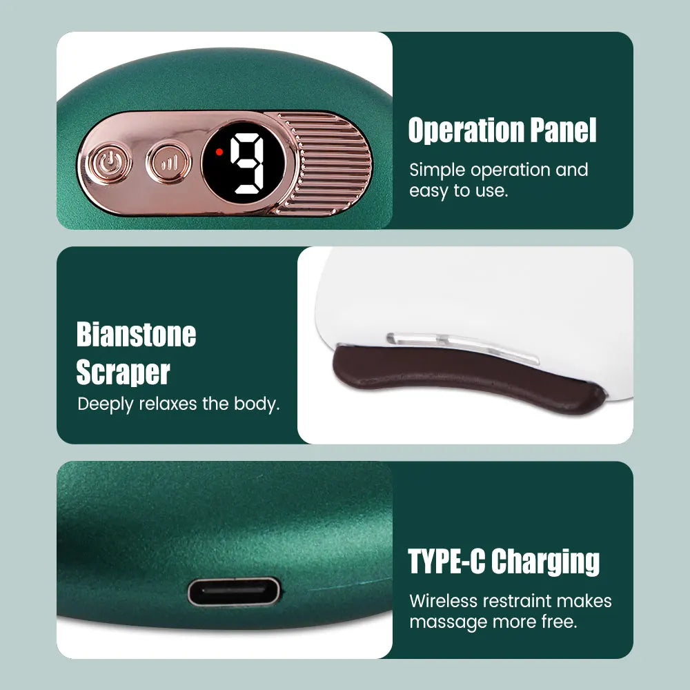 Electric Guasha Massager Body Scraping Heating Vibration Muscle Guasha Face Neck Eye Massage Knife Stone Gua Sha Gouache Scraper