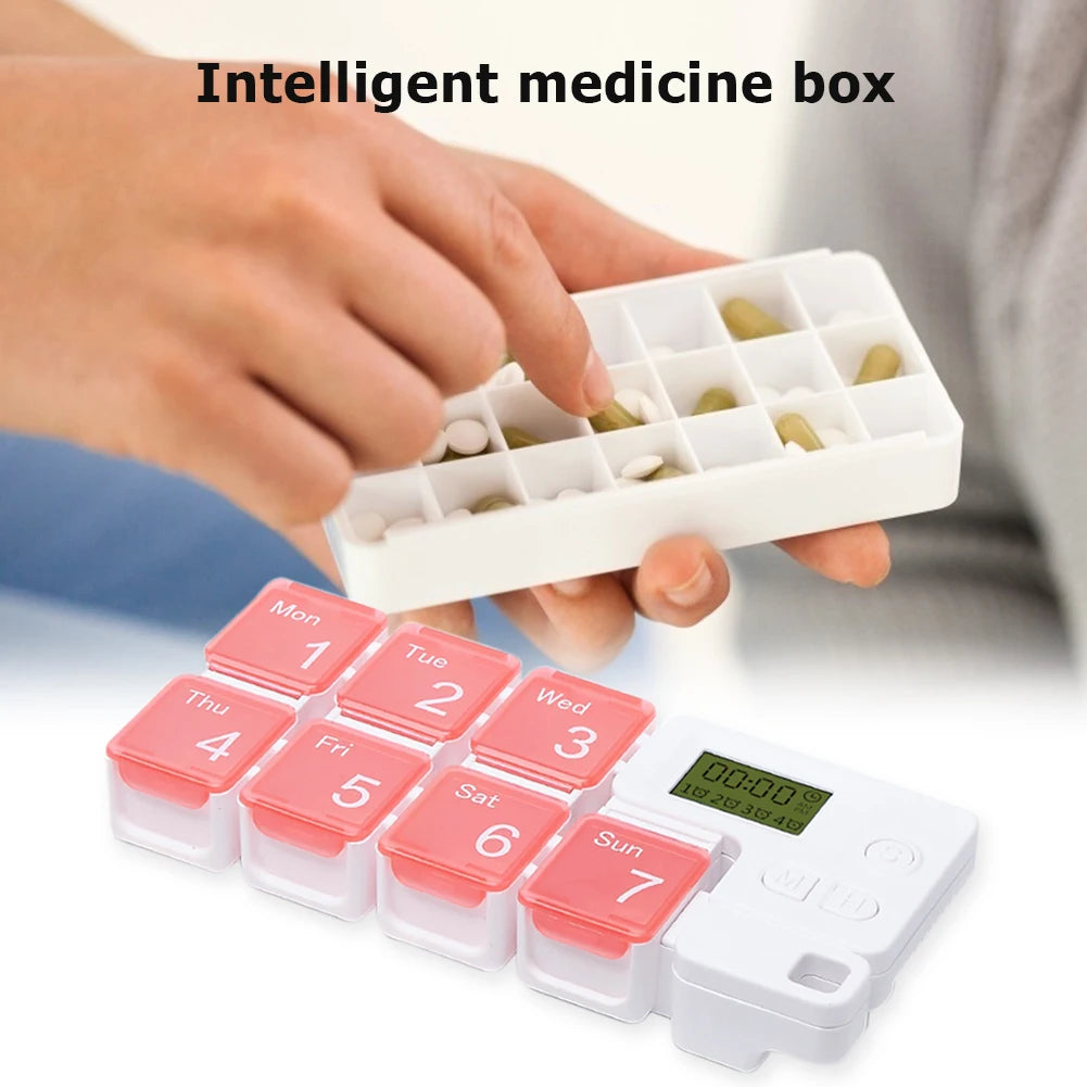 Smart 7-Day Pill Organizer Storage Case Box Weekly Pills Drug Electronic Timing Reminder Medicine Container Alarm Box