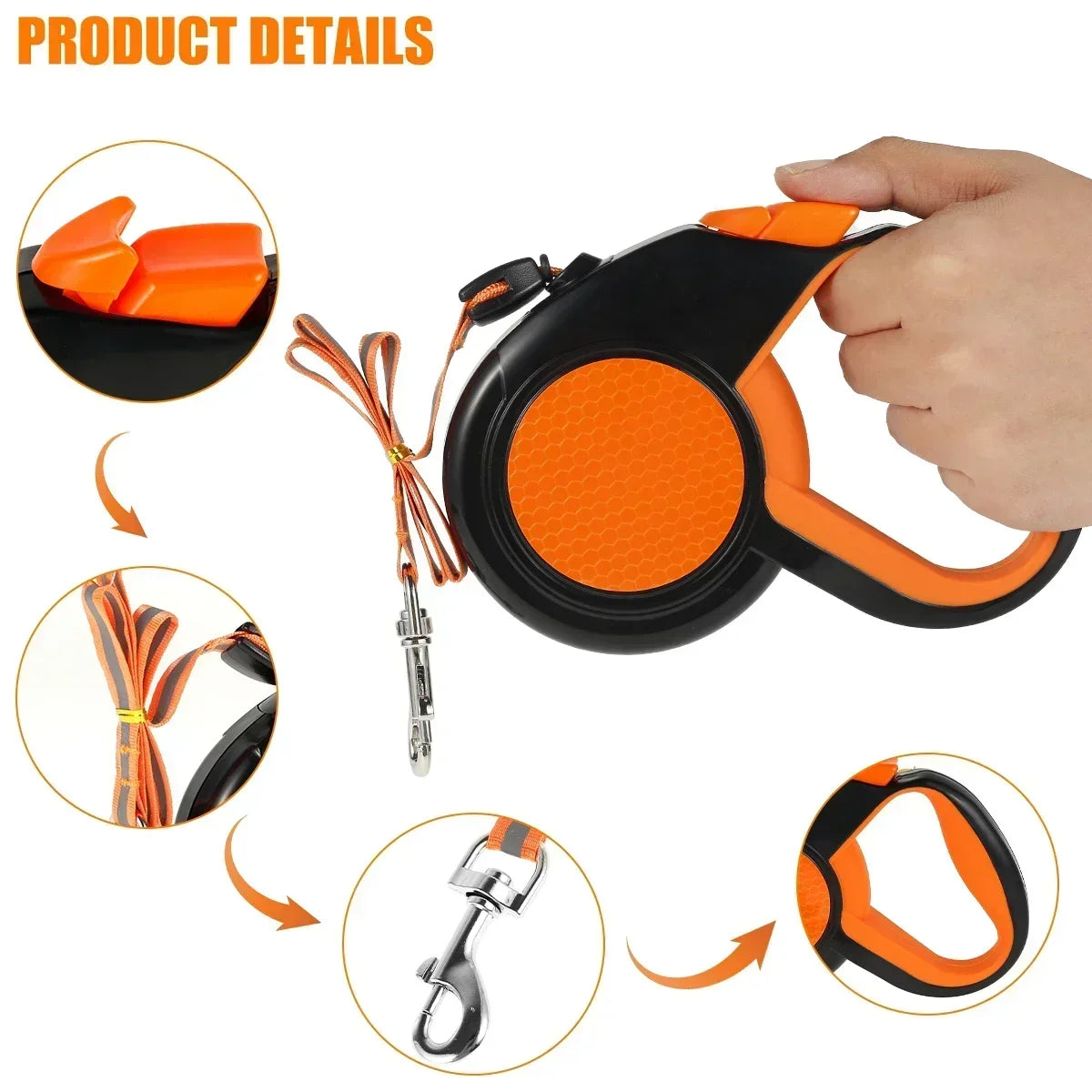 5m LED Flashlight Dog Leash Automatic Retractable Pet Luminous Straps Puppy Walking Night Outdoor Walking Non-Slip Handle