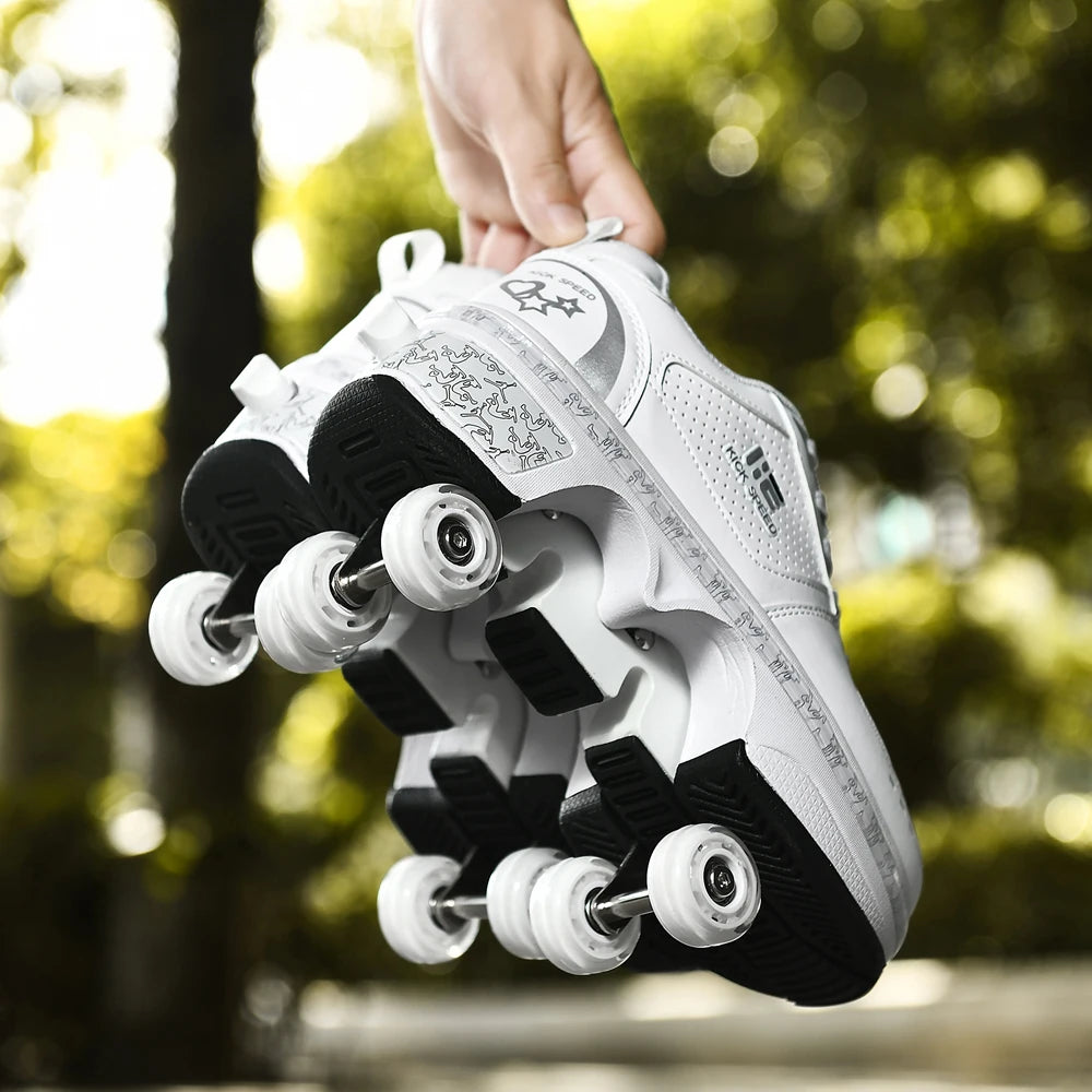 Unisex Four-Wheel Roller Skate Shoes Casual Deformation Parkour Sneakers Kids Skates Stage personalized Sport Roller Skate Shoes