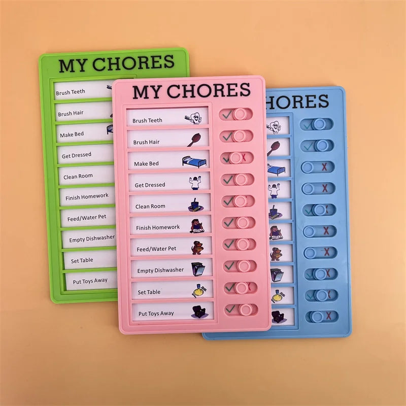 Reusable My Chores Checklist Daily Planner Memo Plastic Board Chore Chart Responsibility Behavior for Kid Self-discipline Card