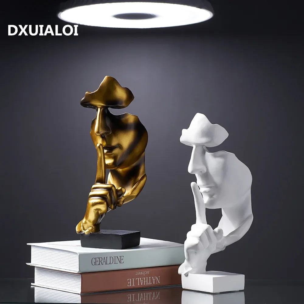 Accessories for home decoration silence is Gold statue for decoration statue of human face sculpture abstract African decoration
