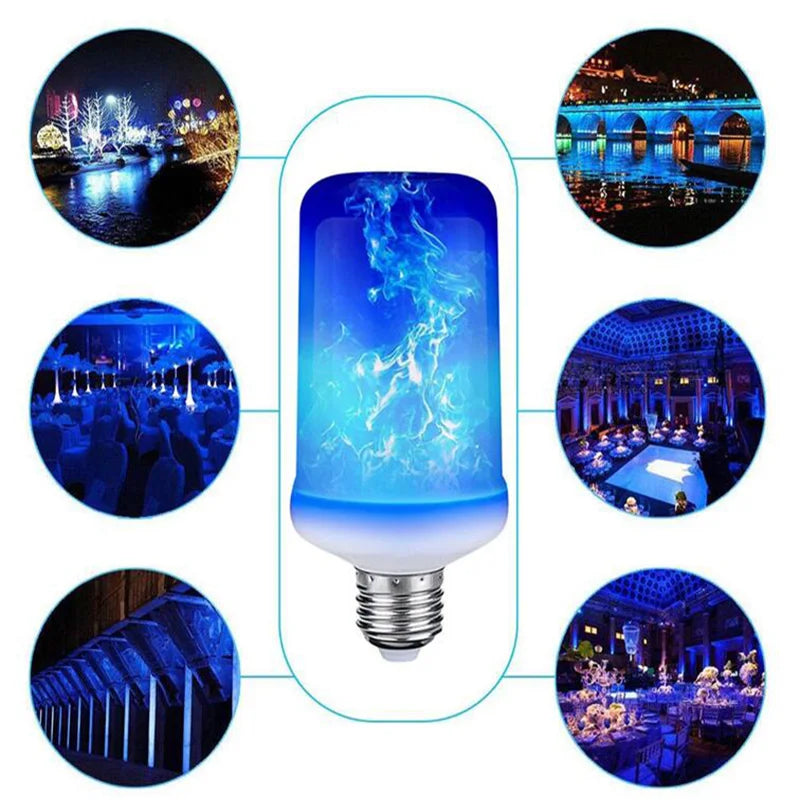 LED E27 Flame Bulb Fire E14 lamp Corn Bulb 4 Modes Party LED Light Dynamic Flame Effect 85v-265v for Home Lighting