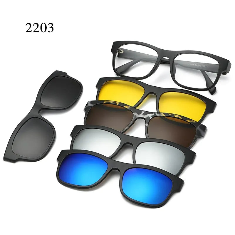 HJYFINO 5 lenes Magnet Sunglasses Clip Mirrored Clip on Sunglasses clip on glasses Polarization Clip Custom Prescription Myopia