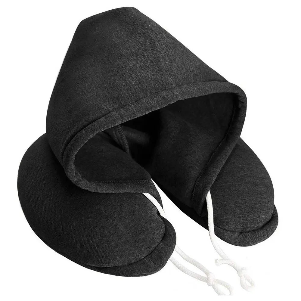 Car Office With Hoodie U-Shape Hooded Travel Pillow Head Rest Neck Pillow Airplane Pillow Neck Sleeping Cushion